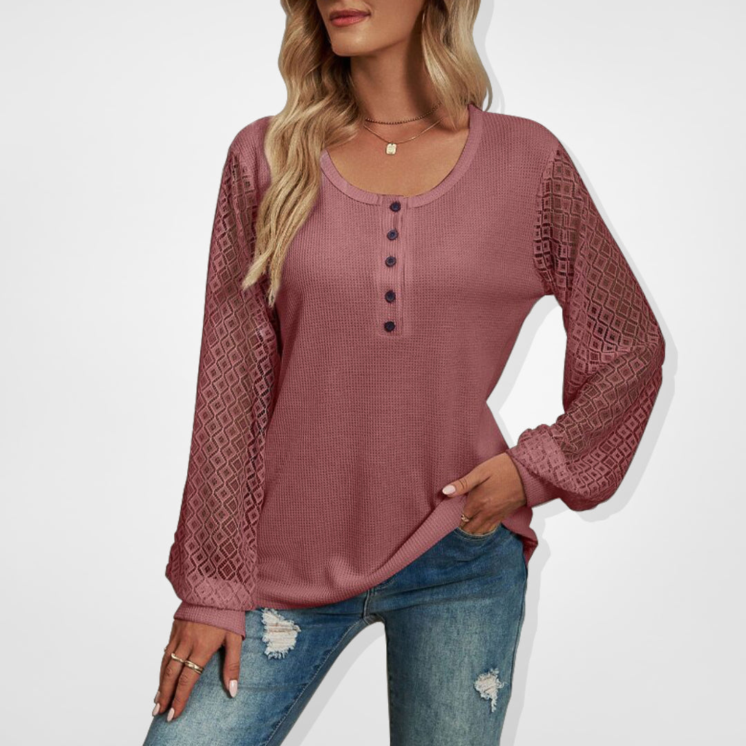 Fleur™ Elegant bluse med V-hals