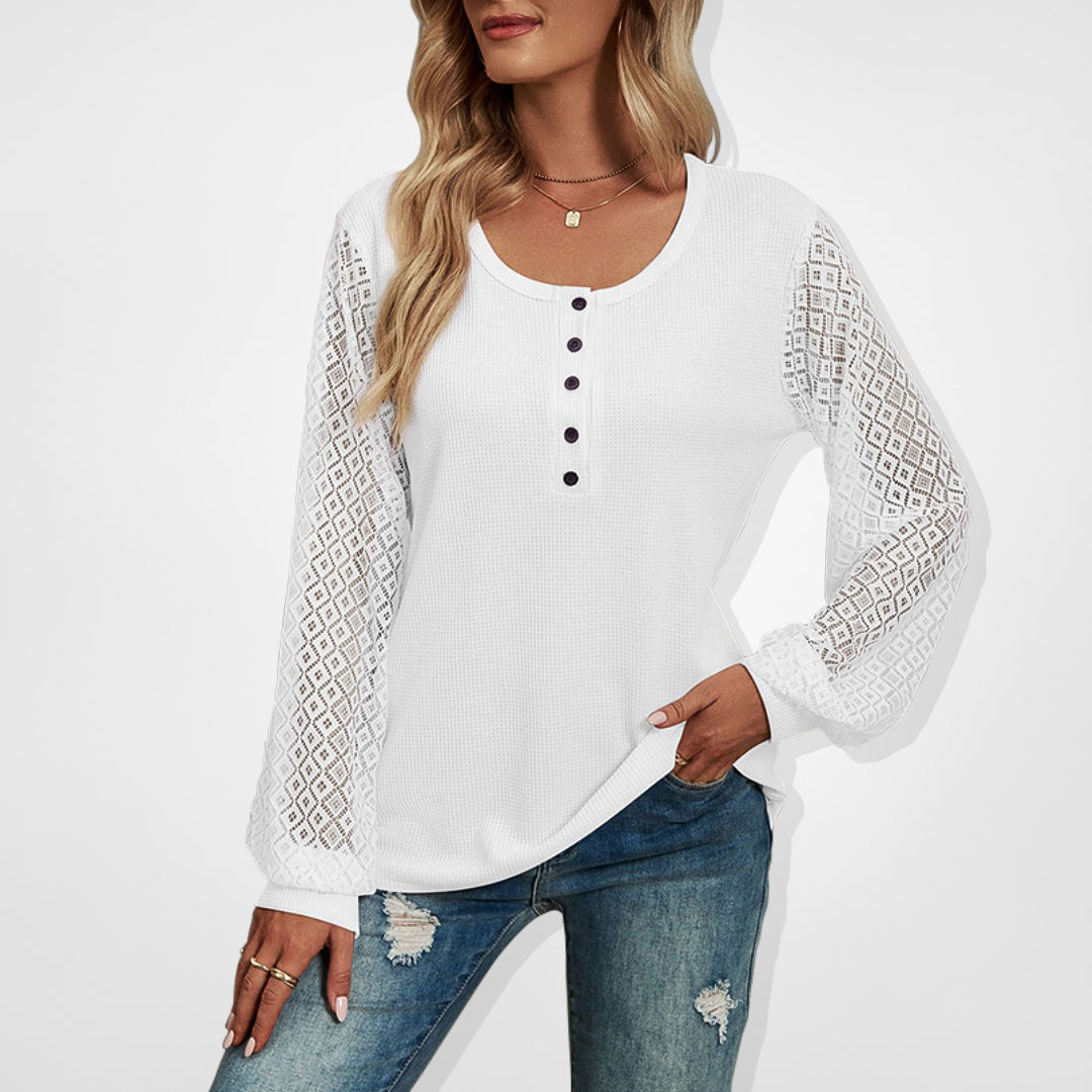 Fleur™ Elegant bluse med V-hals