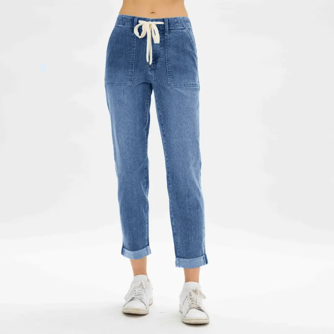 Denim sweatpants med super stretch